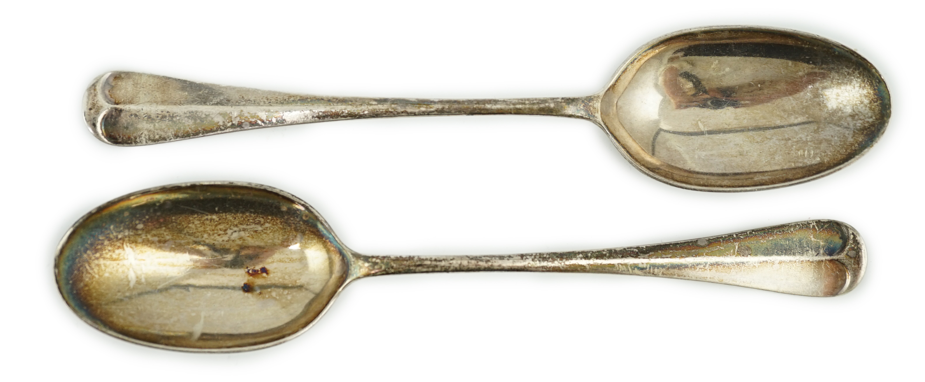 A set of twelve George V silver Hanovarian rat-tail table spoons, by James Dixon & Sons